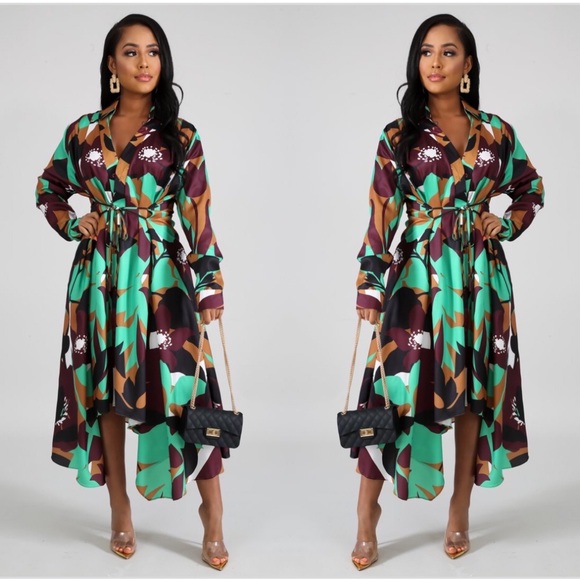 🌟HP🌟Dani Green & Brown Long Sleeve Dress👗 - Picture 7 of 15